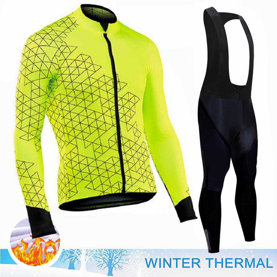 2025 Pro Team Winter Thermal Fleece Cycling Jersey Set Long Sleeve Bicycle Clothing Mtb Bike Wear Maillot Ropa Ciclismo Cycling
