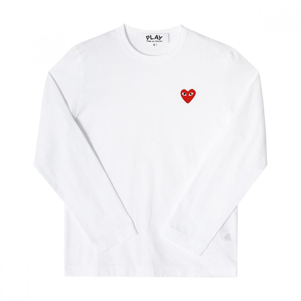 Comme Des Gar Ons Play Red Heart Wappen Long Sleeve Tee Ax T118 051