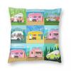 Camping Trailer Caravan Square Pillowcase Polyester Linen Velvet Printed Zip Decorative Pillow Case Sofa Seater Cushion Cover