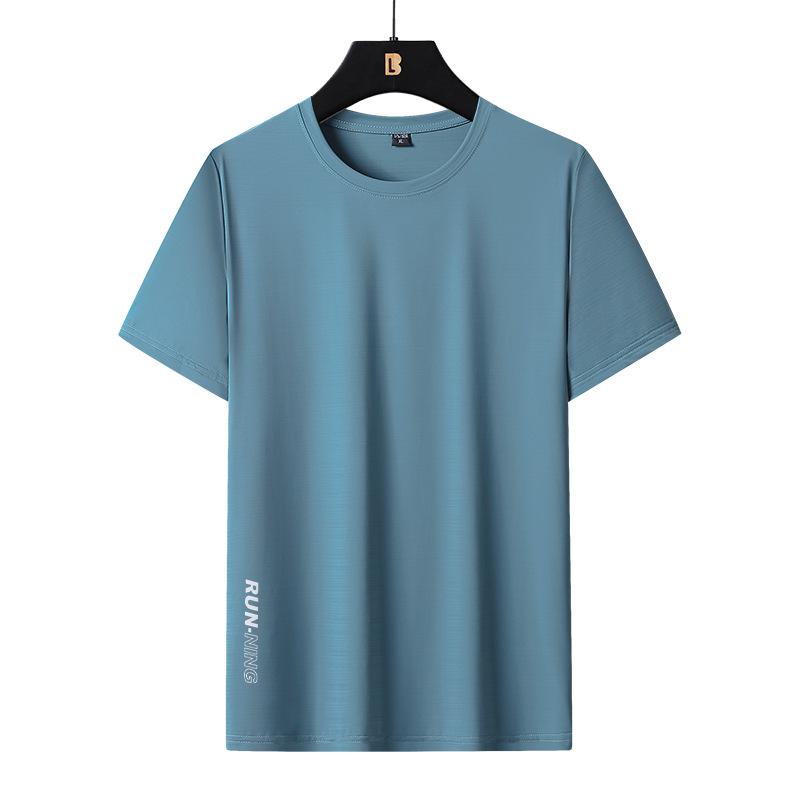 Pánské letní ležérní krátký rukáv jednobarevný kulatý límec plus velikost volné tričko pánské prodyšné sportovní rychleschnoucí tričko