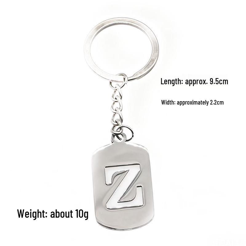 Pendentif Porte-clés 26 Lettres en Acier Inoxydable Creux - Polyvalent pour Sac à Dos, Voiture, Plaque Militaire