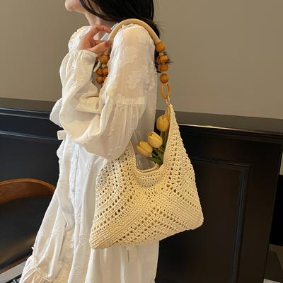 Wholesale Hot Sale Leisure Lazy Style Literary Woven Bag Large Capacity Versatile Commuter Vacation Shoulder Beach Women's Bag