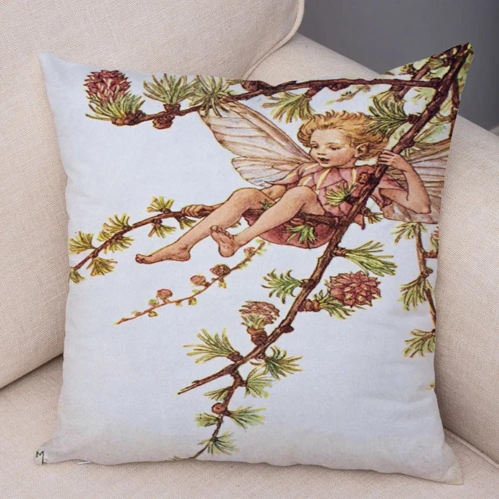 Fairy Tale World Elf Sofa Colorful Cute Cartoon Flower Girl Pillowcase Decorative Home Pillowcase