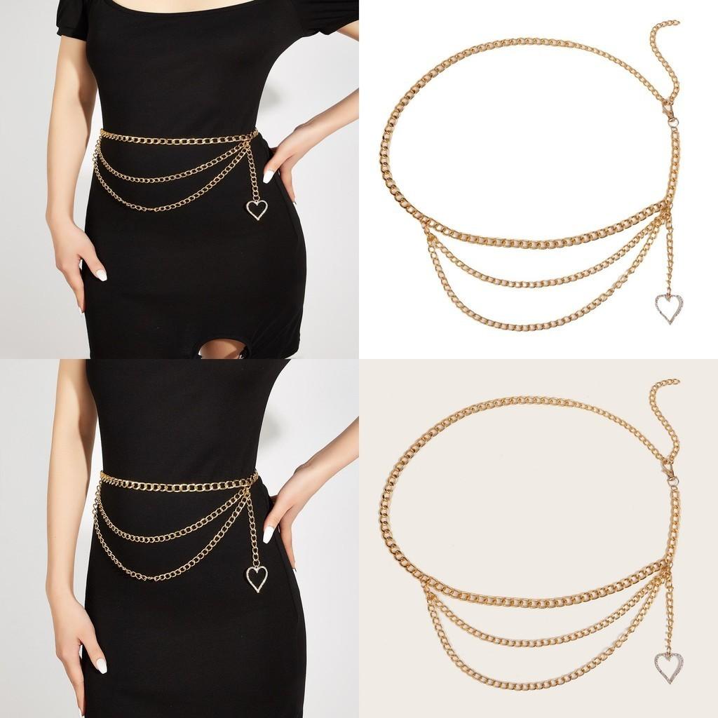 Stylish Metal Waist Chain Belt Thin Width Hook Closure Trendy Accessory