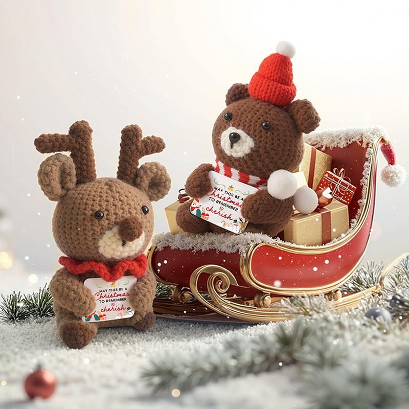 Crochet Santa Claus Doll Ornament Positive Energy Knitted Reindeer Plush Toy Youth