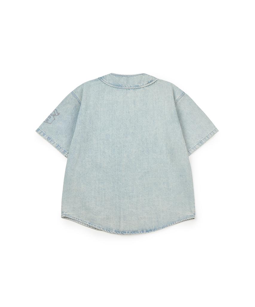 Levasse Washed Denim Baseball Over-Fit Jersey_Light Blue