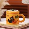 Cute Ceramic Cat Mug with Lid