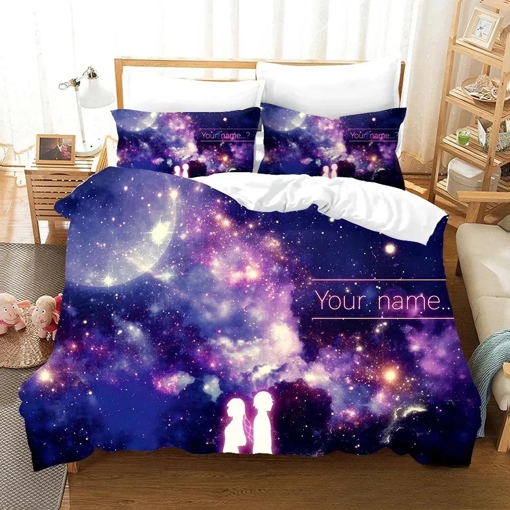 Comforter Top Your Name Luxury Bedding Set Japan Anime Cartoon Comforter Linen Twin Single Size Print Home Textile