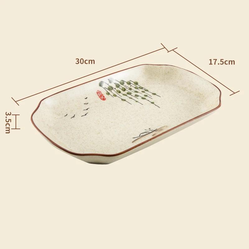 Retro Chinese Style Ceramic Plate Luxury Restaurant Large Fish Plate Exquisite Craftsmanship Dining Plates Household Tableware