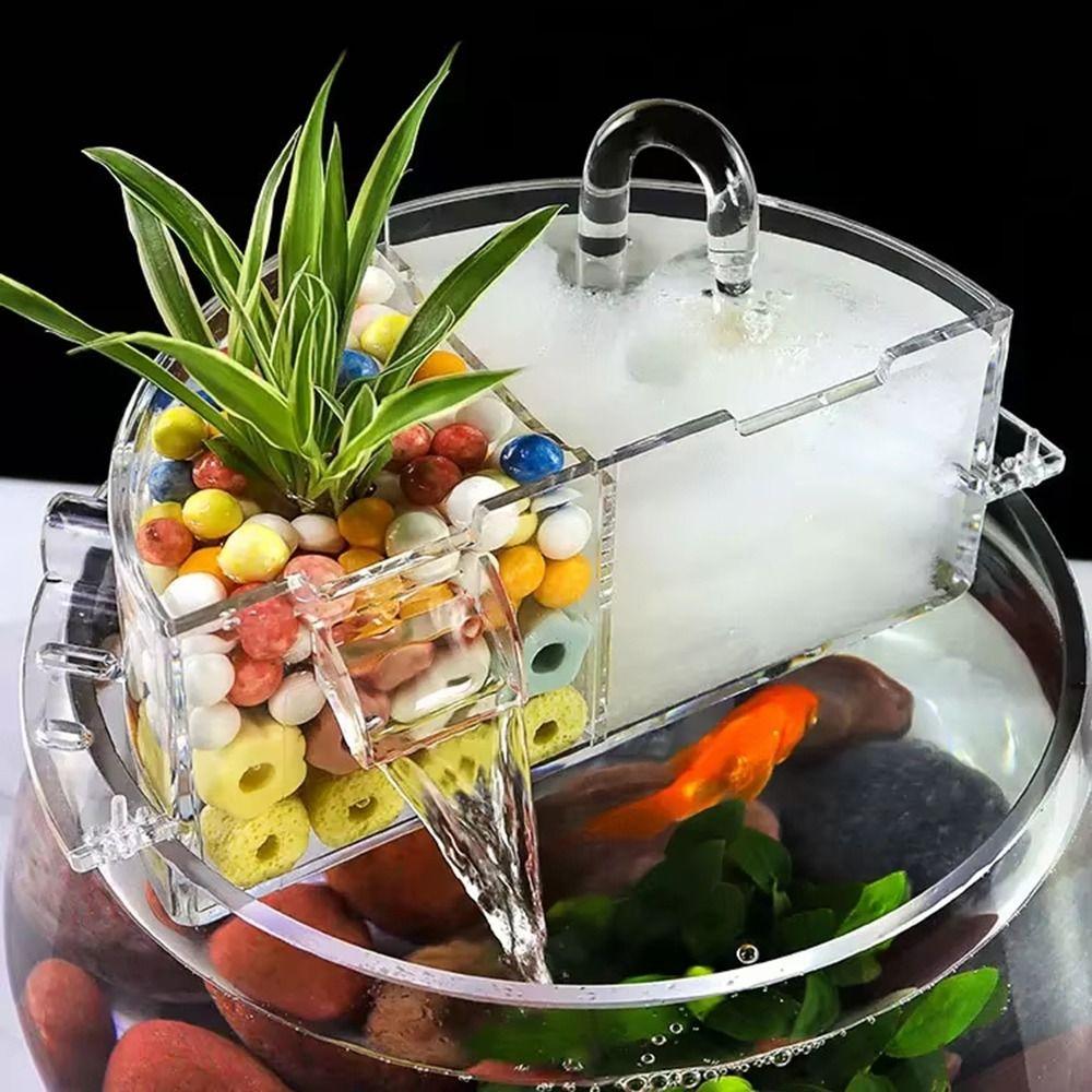 

3-in-1 Acrylic Fish Tank Top Filter High Transparency Aquarium Water Purifier Pets Supplies S