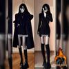 Black Fleece-Lined Hip-Hugging Skirt for Petite Figures - Sexy, Thickened Autumn/Winter Mini Dress