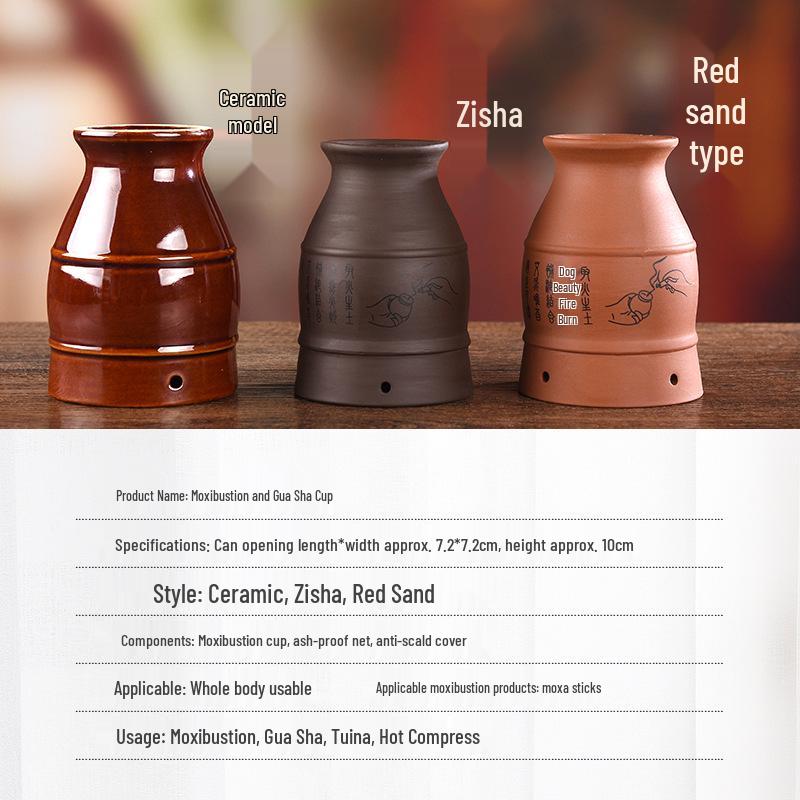 Portable Purple Clay Moxibustion & Gua Sha Cup - Multi-functional Anti-scald Moxa Stick Fumigation Tool