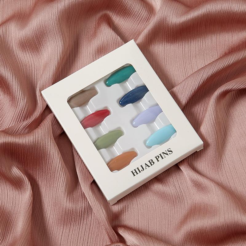 Fashion Muslim Scarf Hijab Pins Oval Plastic Brooches For Women Mixed Colors Clips Fixed Safely Pin Accessories 8PcsBox