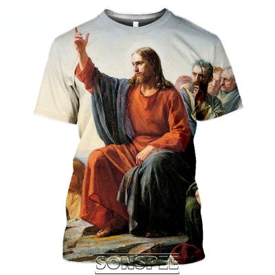 3d Gedruckte Religiöse T-shirts Für Männer Frauen Harajuku Casual Shirts Jesus Gott Rundhals Kurzarm Kleidung Atmungsaktive T-Shirt