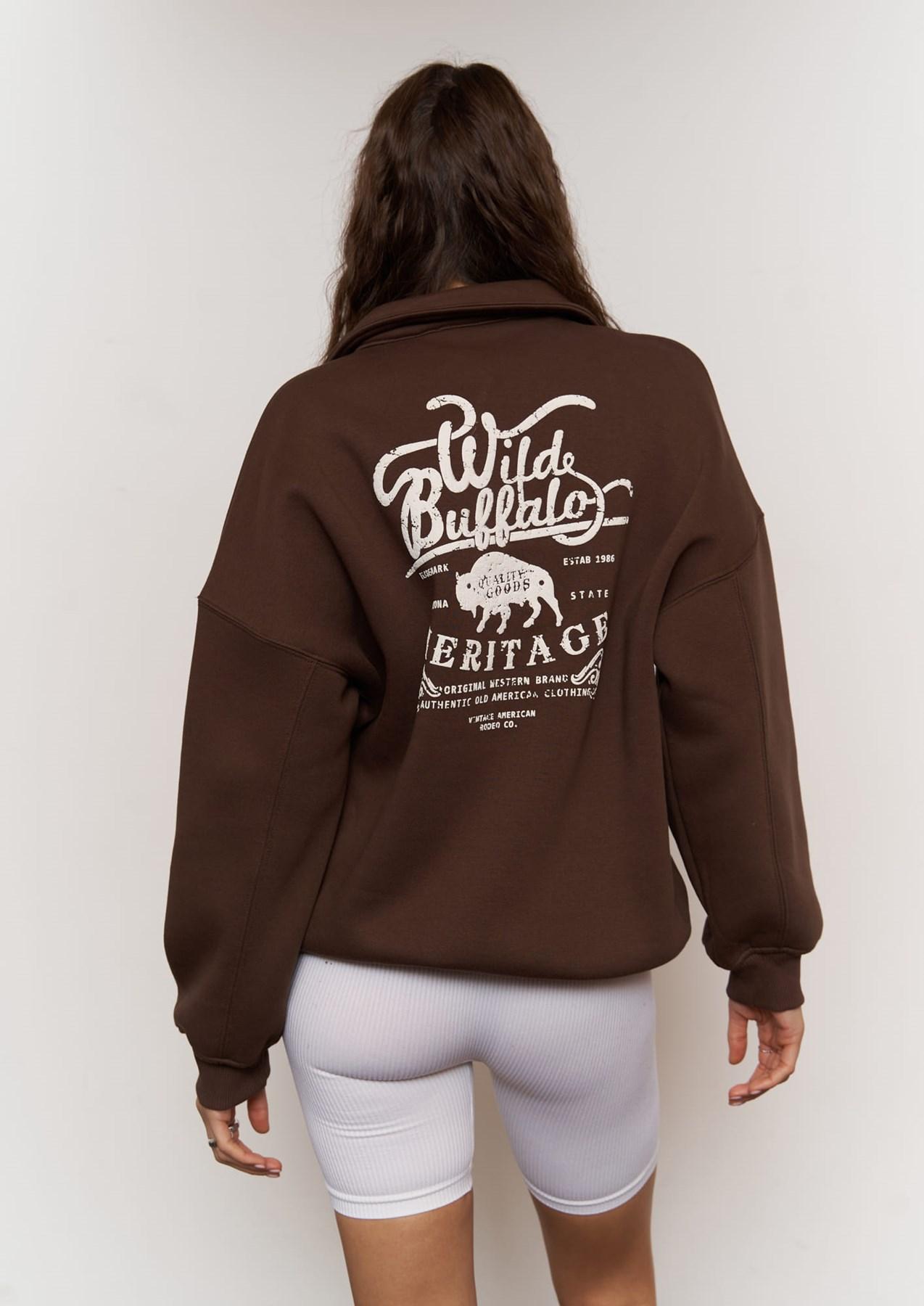 

Коричневый свитшот унисекс оверсайз Wild Buffalo L коричневый