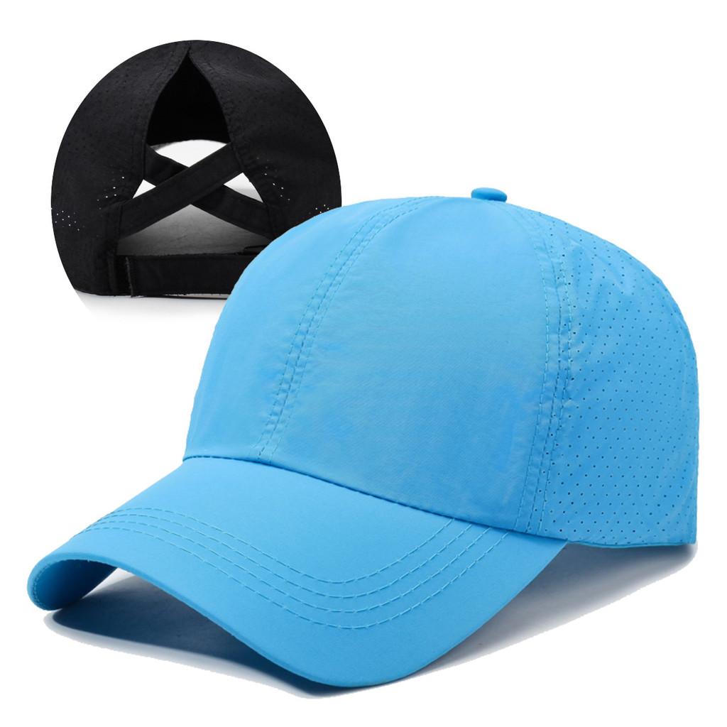 Summer Cap Baseball With Breathable Mesh Cross Design And Solid Color For Daily
