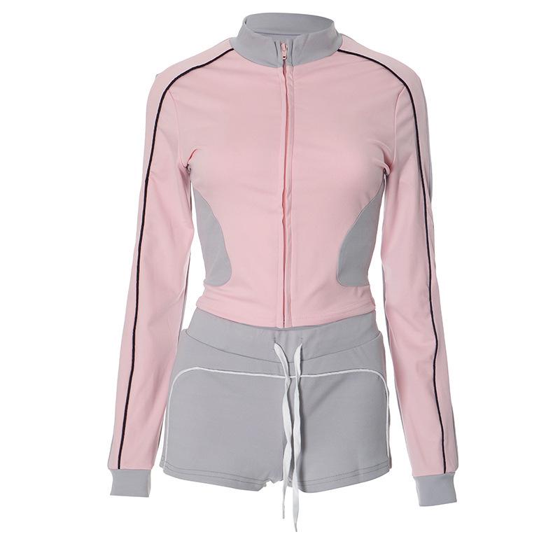 Stand-Up Collar Fitness Jacket & Top Set