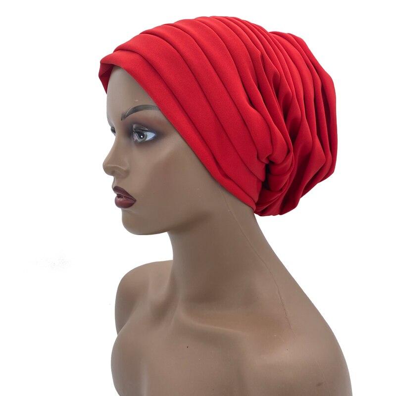 Solid Color Women Pleated Turban Hat