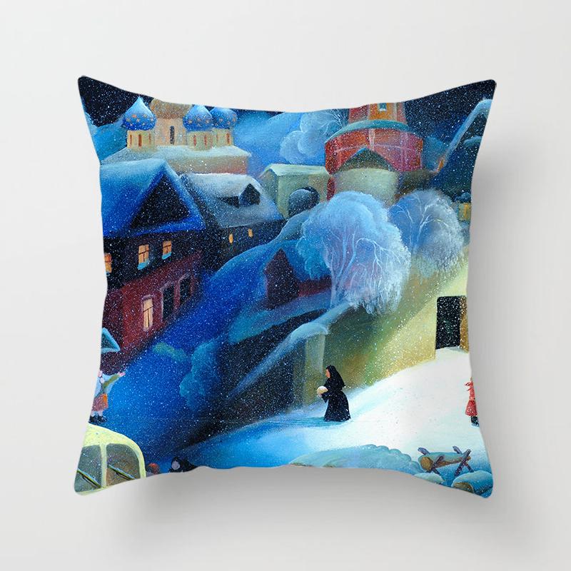 Christmas Home Pillow Covers Christmas Printed Bed Home Decor Cushion Covers Christmas Decor Pillow Covers