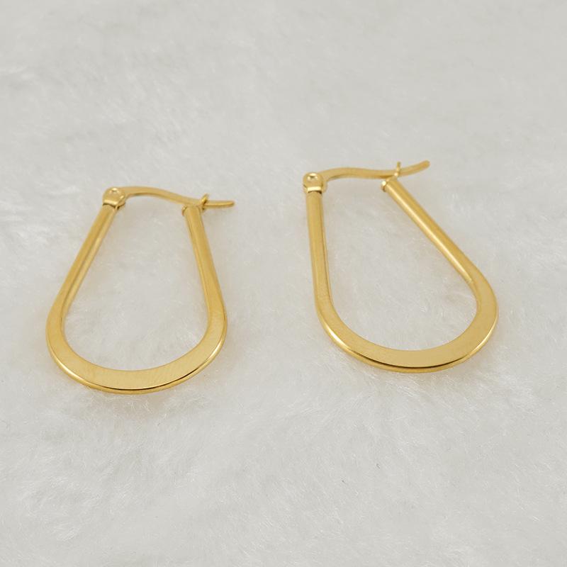 European & American 18K Titanium Steel Water Drop Snap Hoop Earrings for Women
