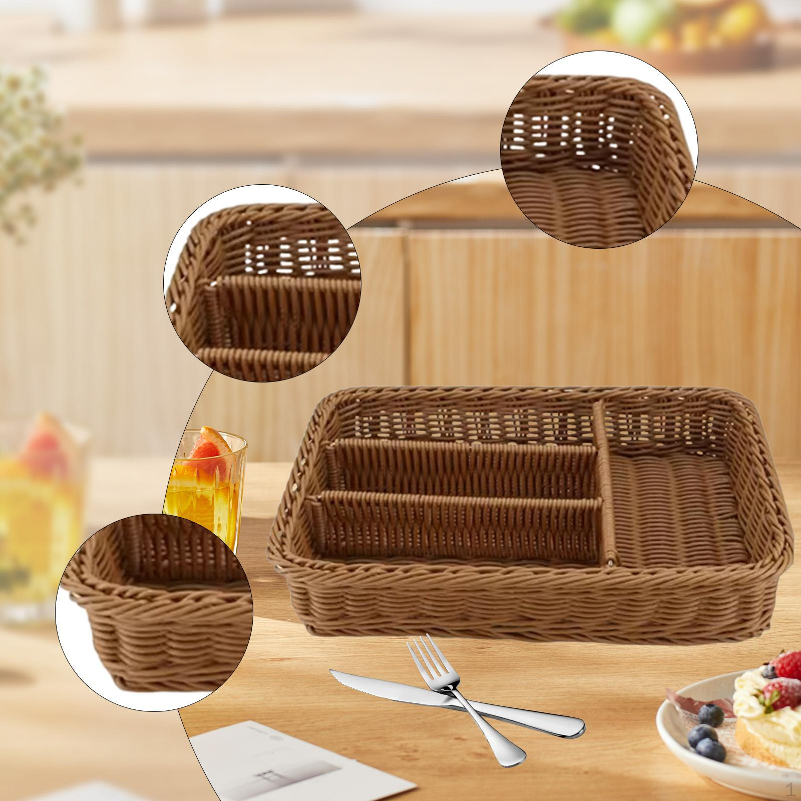 

Корзина для хранения столовых приборов с отделениями для кухни и жилого пространства Dark Brown L