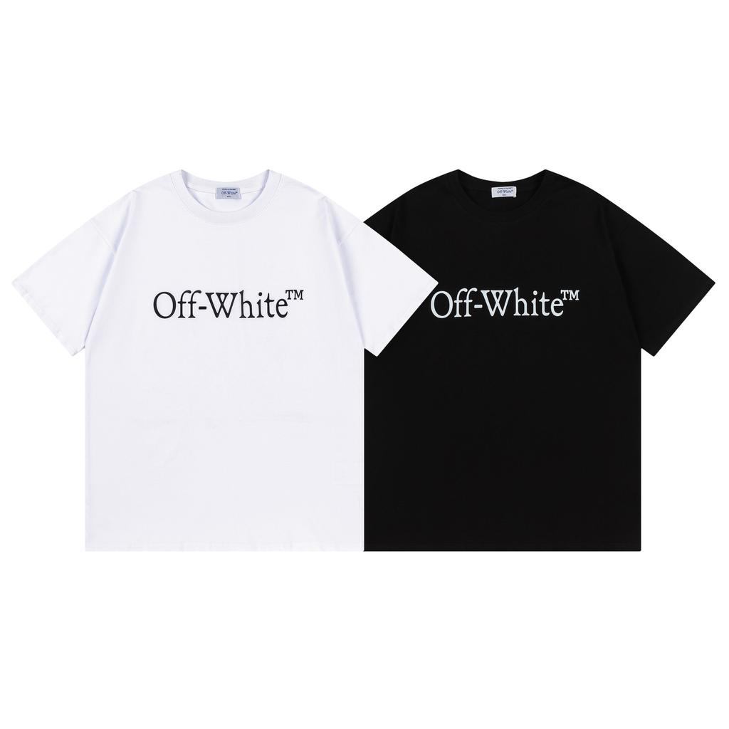 Off-White 2026 Spring/Summer New Large Letter Printed Pattern Round Neck Hooded Short Sleeved Men's and Women's T-shirts