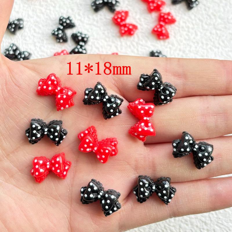 30 Pcs New Kawaii Cartoon Black Red Bow Knot Resin Scrapbook Diy Decorative Hair Clip, Pendant Jewelry Manicure Accessories A52