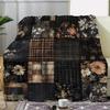 Vintage Kwiatowa Kraciasta Flanelowa Narzuta - Miękka Ciepła Patchwork na Kanapę Łóżko Sofa Jesień Boże Narodzenie Prezent Przytulny