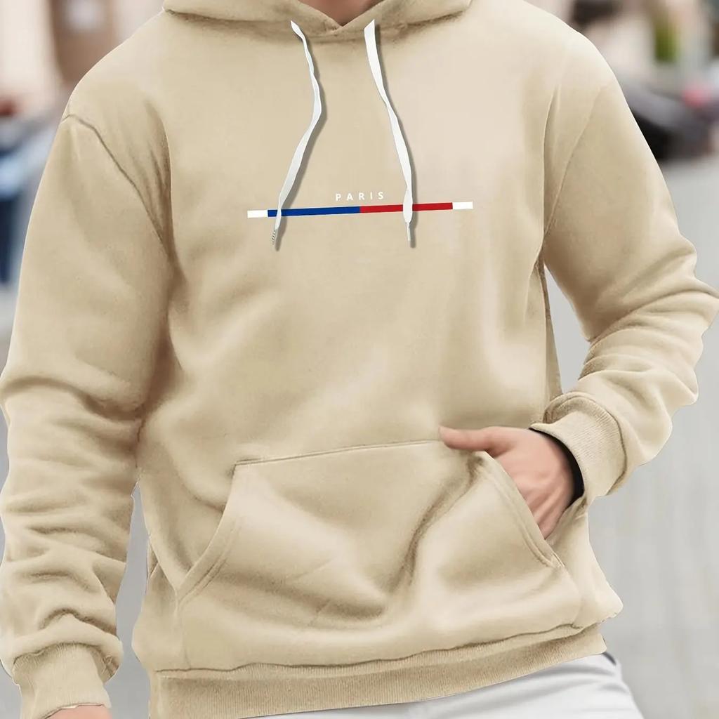 Men's autumn and winter casual fashion loose plus Paris print sports hooded sweatshirt jacket