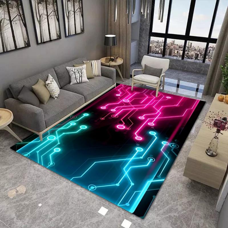 New 3D LED Illusion Carpet Living Room Washable Floor Lounge Large Area Non-Slip Carpet Teen Boy Girl Room Decoration Rug