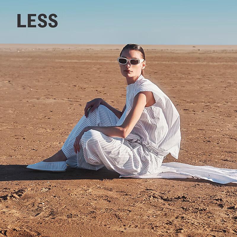 LESS 2025 Summer Straight Loose Striped Shirt L