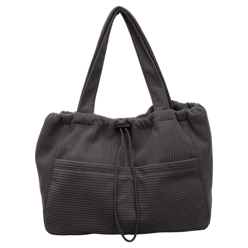 Solid Color Lightweight Corduroy Drawstring Tote Bag Large Capacity Shoulder Tote Bag