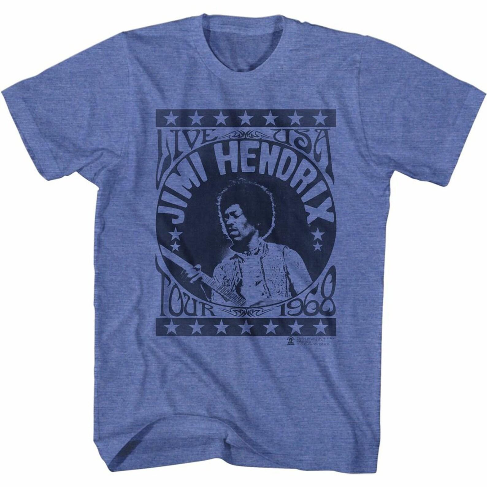 Jimi Hendrix Live USA Tour 68 Royal Heather Adult T-Shirt M