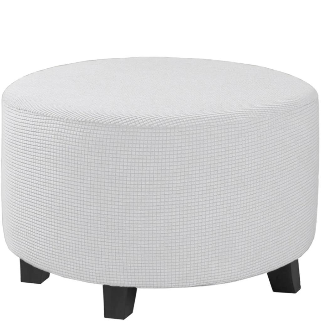 Jacquard Ottoman Cover Stretch Ottoman Slipcover Round Ottoman Storage Cover Folding Stool Covers Furniture Protector Cover