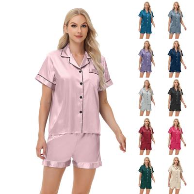 Pyjama aus Eisseide für Damen, lange und kurze Ärmel, Satin, große Größe, Schlafanzug, Heimkleidung