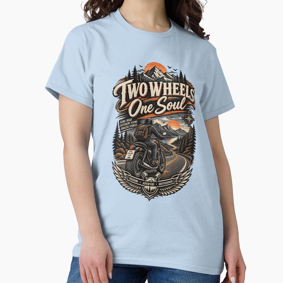 wo Wheels One Soul Motorcycle Road Trip Vintage Biker Adventure Classic T-Shirt