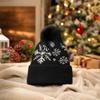 Women's Snowflake Knit with Pom, Warm Lined Winter Hat for Outdoor Skiing and Christmas