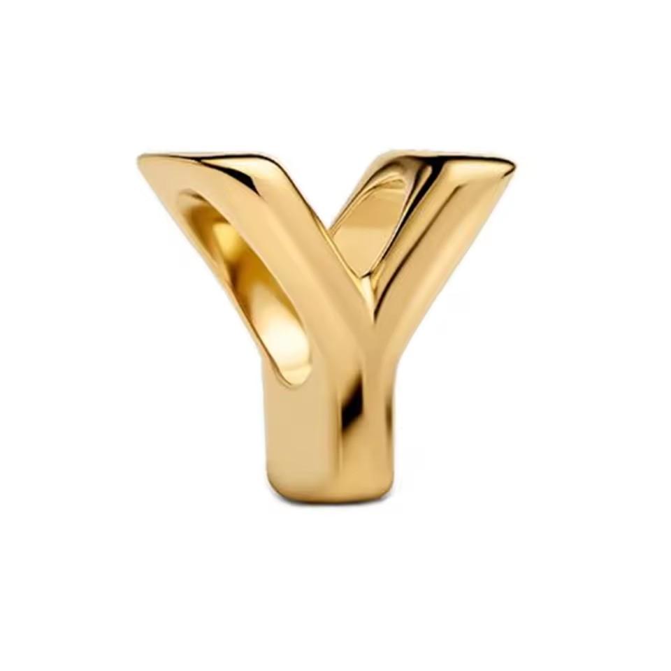 Classic And Minimalist Copper And Gold 26 Letters A-Z Charm Beads Fit For Bracelets Necklaces Diy Boutique Party Jewelry