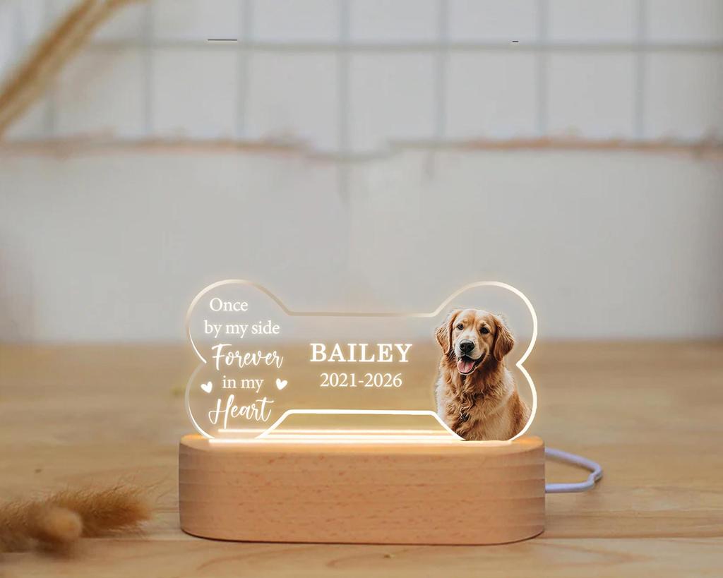 Custom Pet Photo Led Night Light Personalized Pet Growth Memorial Photo Plaque Frame Record Beautiful Pet Life Moment Decoration