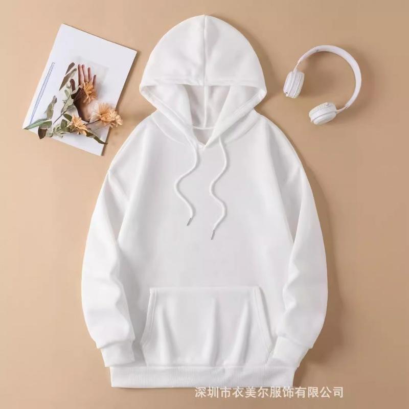 S-5XL Men's and Women's Fleece Sweater Plain Letter Print Kangaroo Pocket Drawstring Print Hoodie