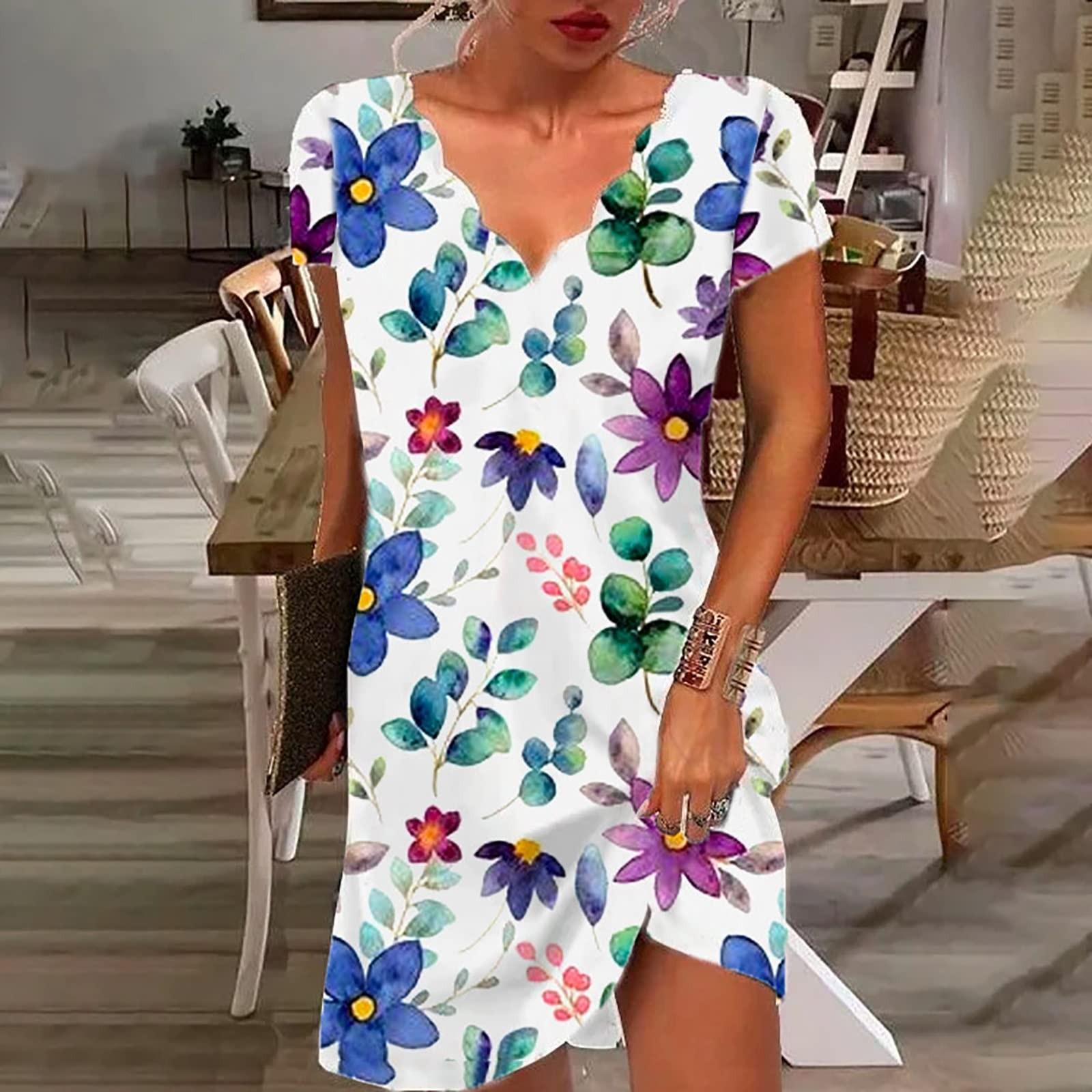 

Ladies Casual Positioning Print V-Neck Lace Panel Short Sleeve Dress XXXL белый