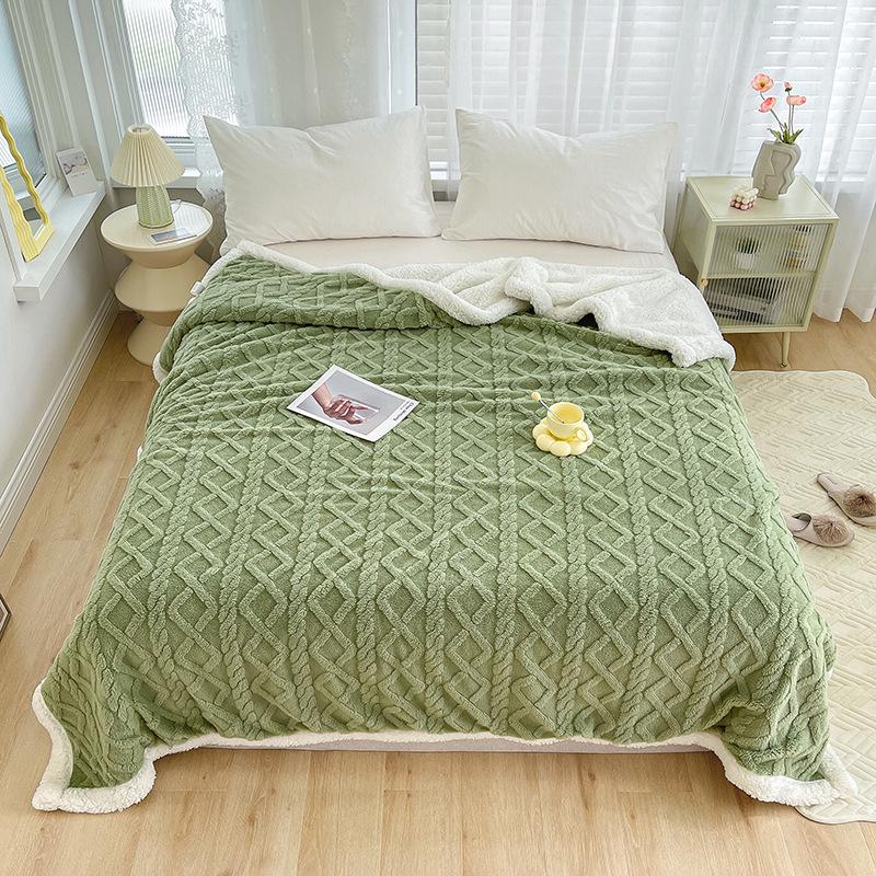 

Фланелева ковдра з тафти та баранячого флісу - товста, тепла, однотонна зимова ковдра для сну 200x230cm