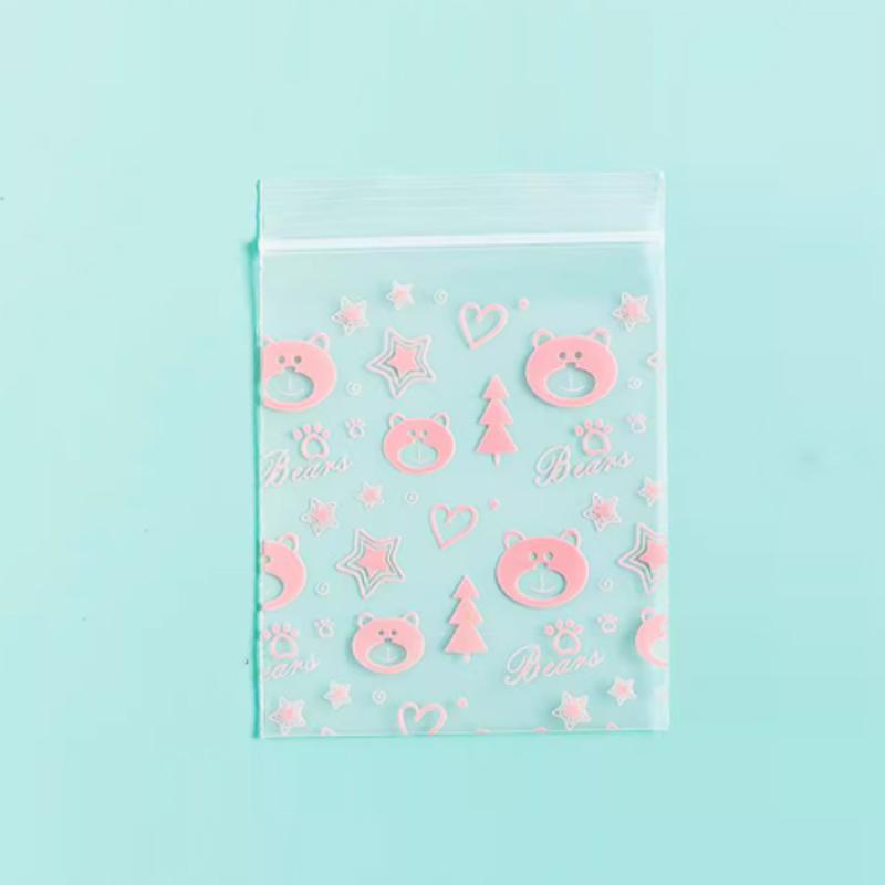 

Утолщенный самозапечатывающийся пакет-тоут с мультяшным фото, мешочек для упаковки ювелирных изделий, милый цветной пластиковый пакет, ручная сумка для украшения и сортировки счетов 100 pcs & 4x5cm