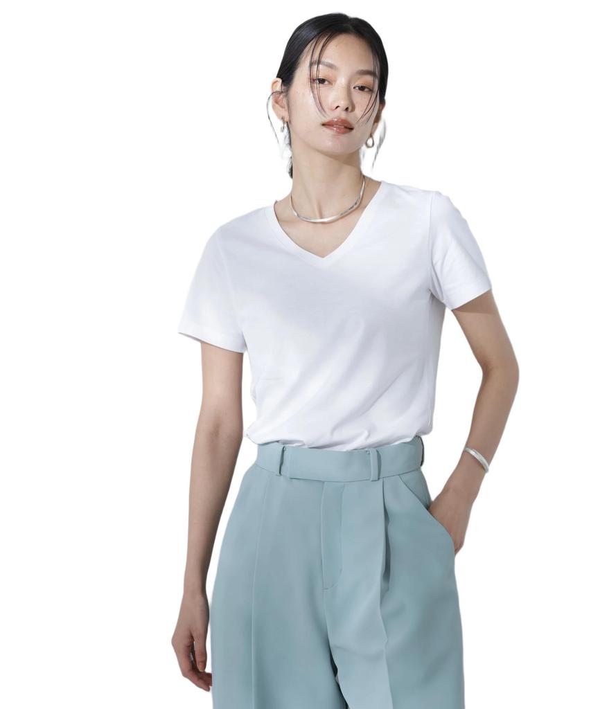 Nano Universe Sweat Size Anti-Soaked (R) Stain-Resistant V-Neck T-Shirt, Women's, Medium, 030, White, 669-5124301