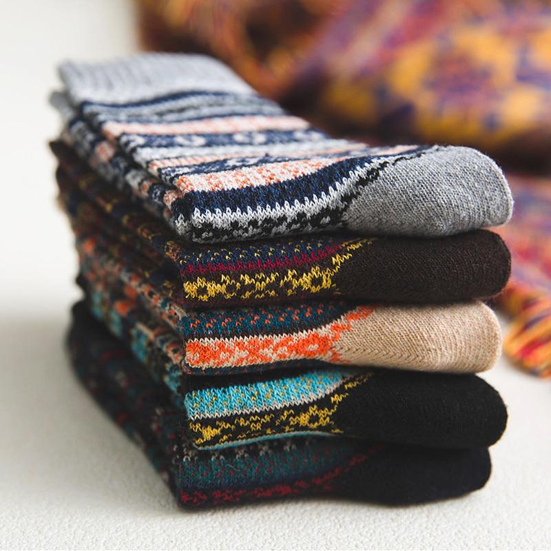 New Winter Thick Warm Stripe Wool Socks Casual Thicken Sock Business Male Socks Man Gift