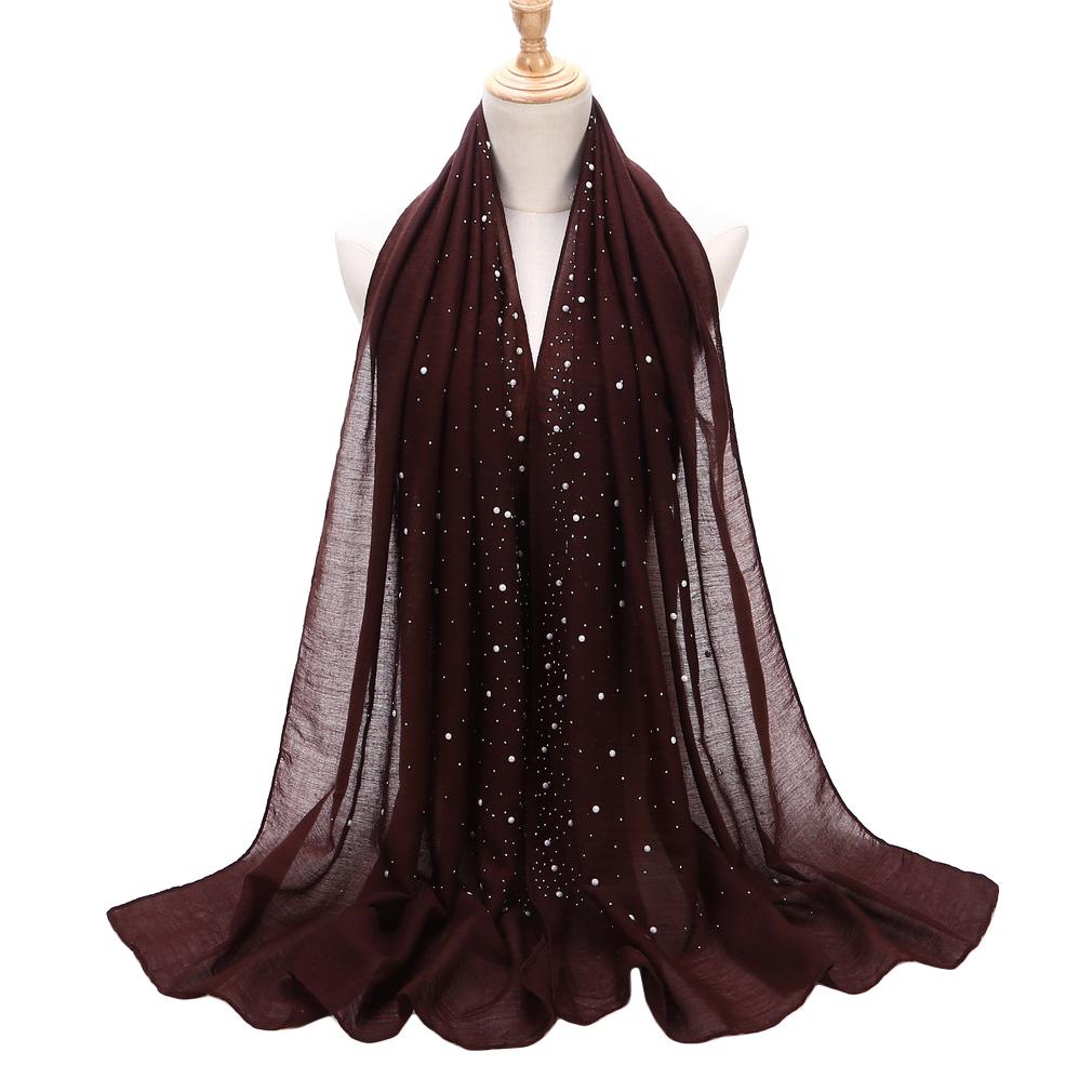 75x180cm Beads Pleated Hijab, Cotton Rayon Scarf Shawl