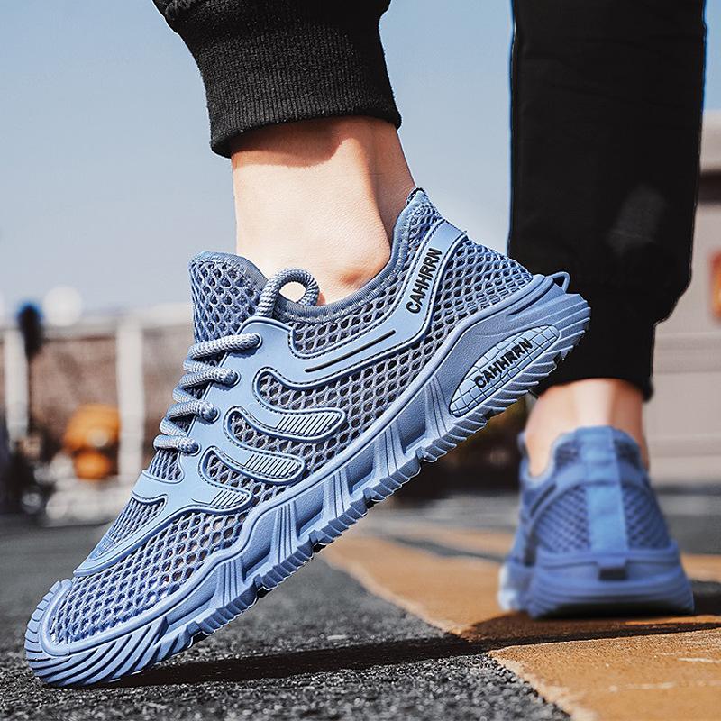 

Summer breathable thin mesh men s shoes hollow mesh sports running casual lightweight deodorant mesh shoes summer trendy shoes 44 синий