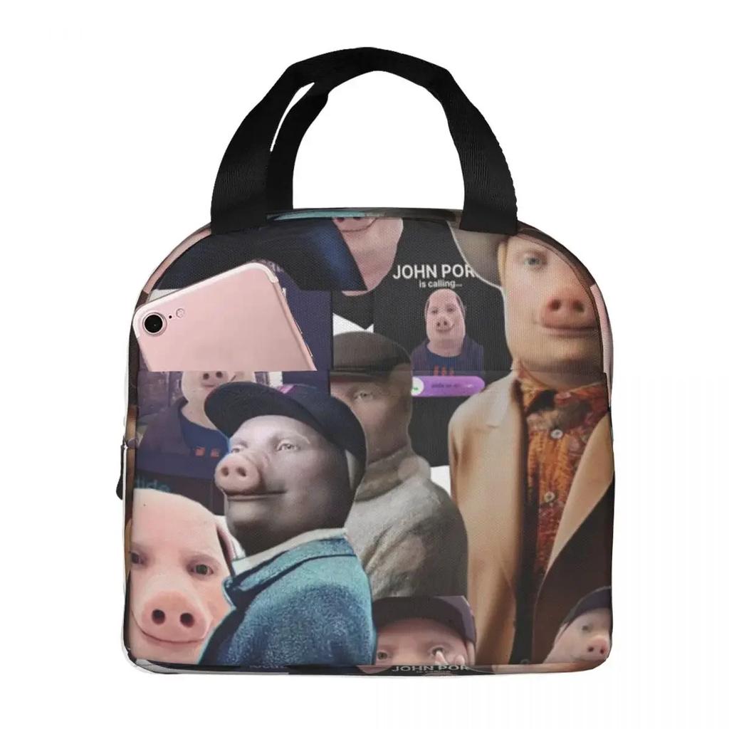 John Pork Is Calling Funny Meme Insulated Lunch Bag for Women Kids Portable Food Boxes Thermal Lunch Box Tote
