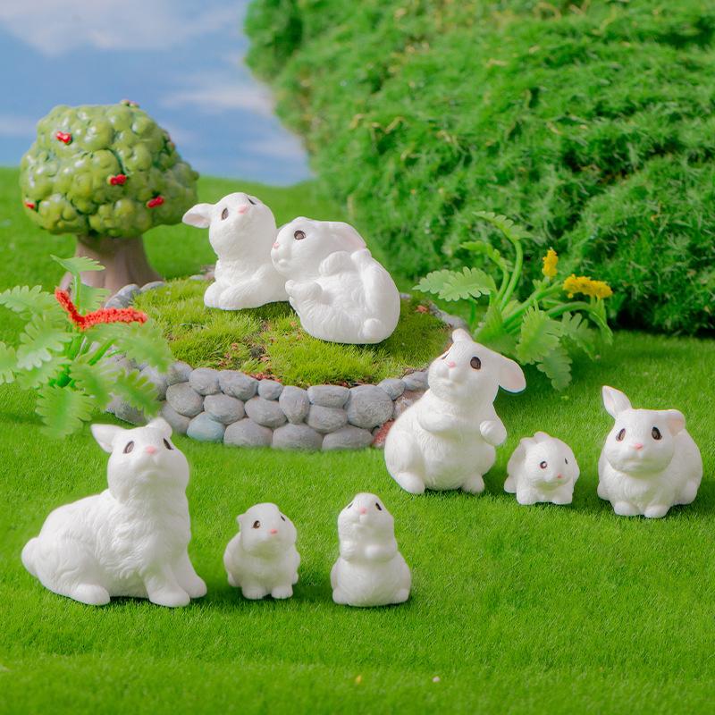 Cute Cartoon Rabbit Resin Ornaments Home Decoration Kawaii Animal Bunny Room Desk Decoration Miniature Figurine Gift Crafts