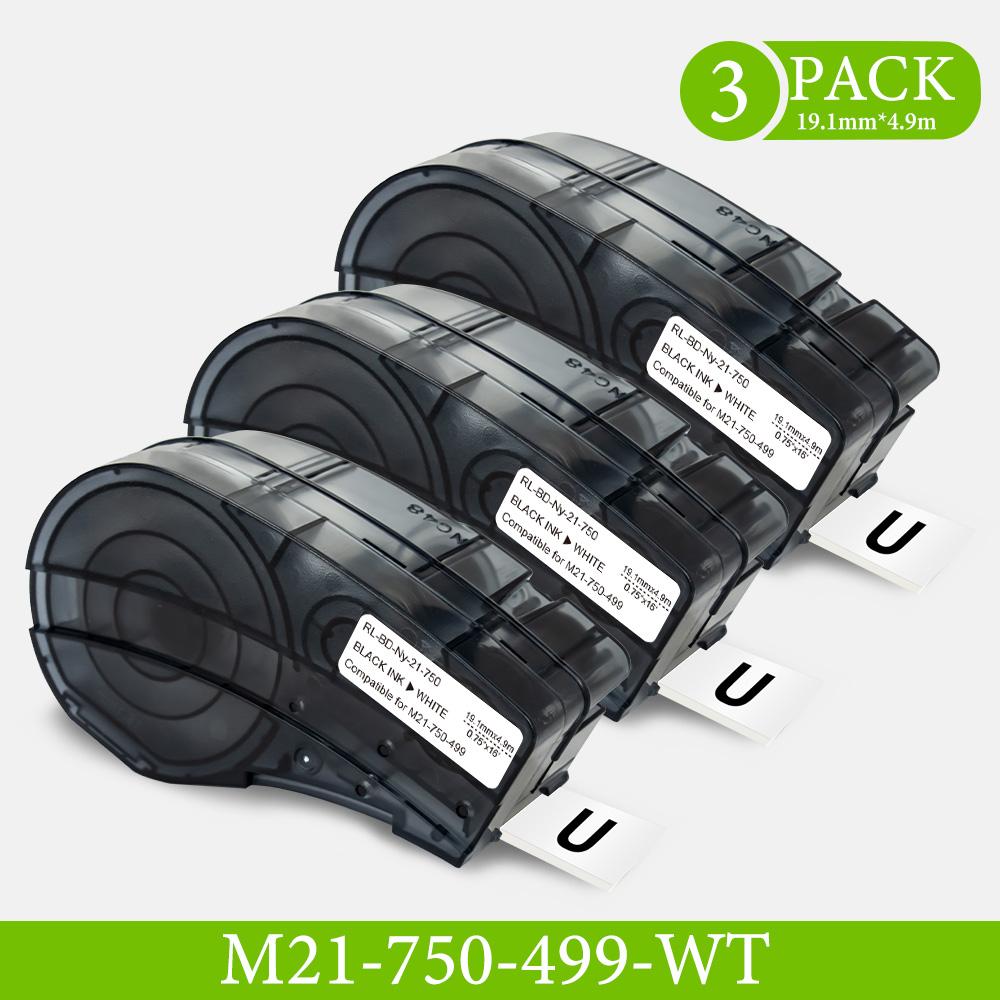1-10 Pack Label Cartridge Compatible Brady M21-750-499 19.1mm White Nylon Cloth Tape 3/4' for BMP21-LAB/Plus Label Printer